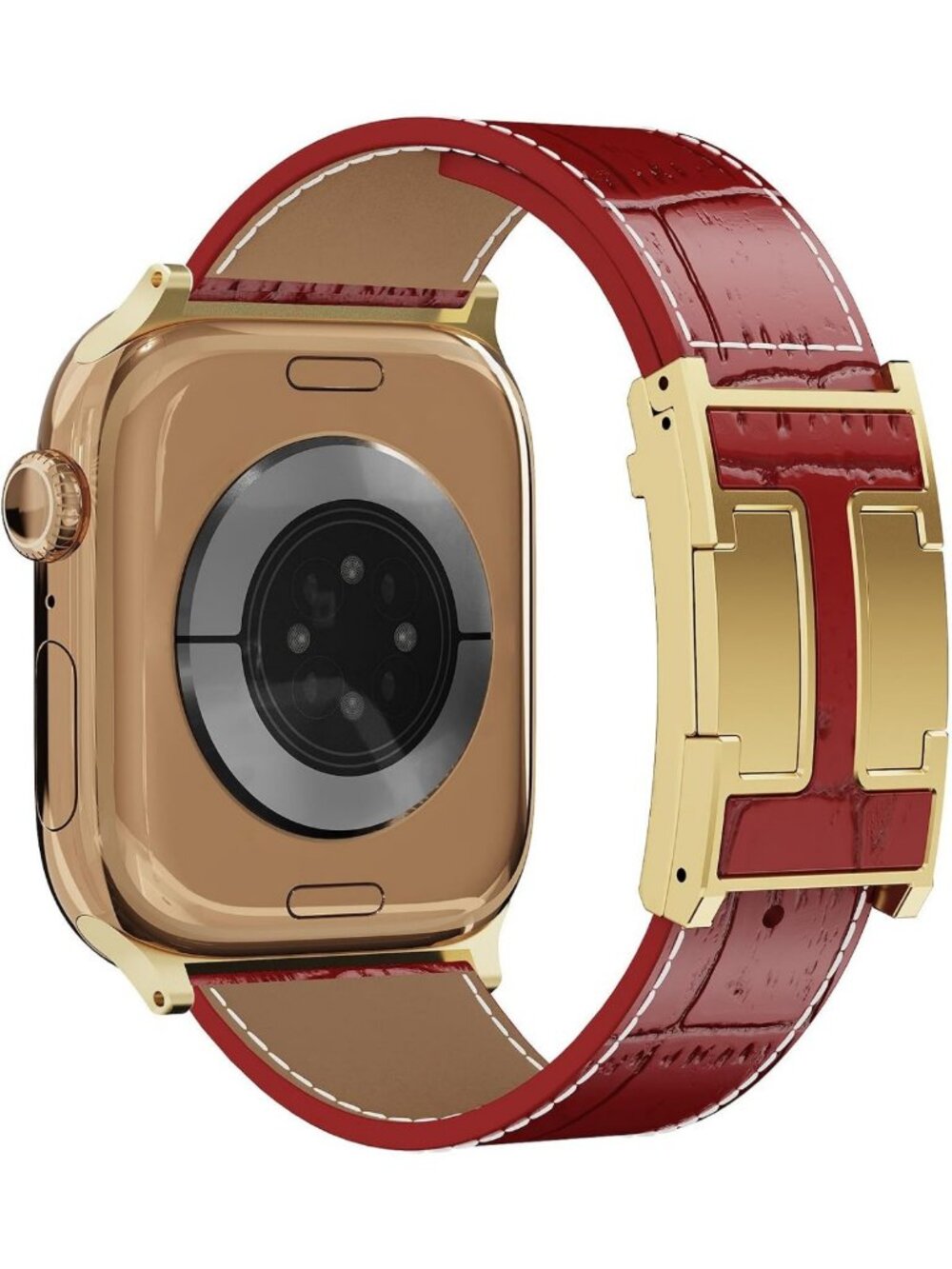 Stylish Alligator Leather Magnetic Watch Strap for Apple Watch 38-49mm, Durable